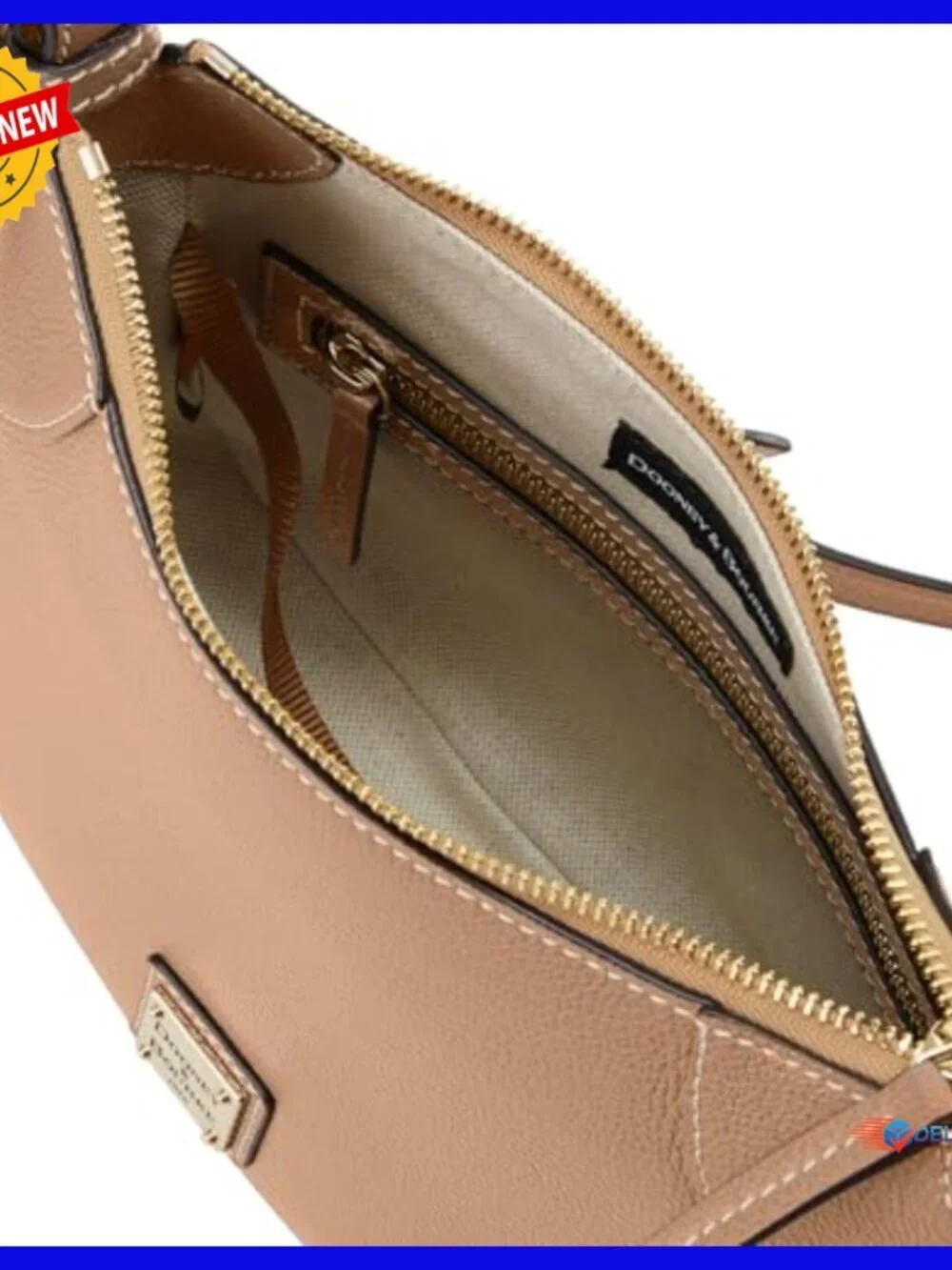 Leather Crossbody Hobo Bag with Zip Pockets, Medium Size
